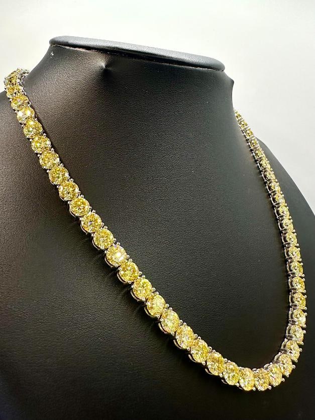 18KT White Gold Plated 69ctw Lemon Yellow Moissanite Tennis Necklace (1 of 9)