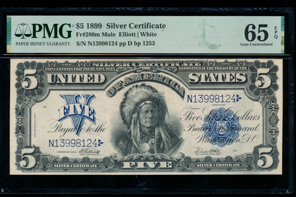 1899 $5 Chief Silver Certificate PMG 65EPQ (1 of 2)