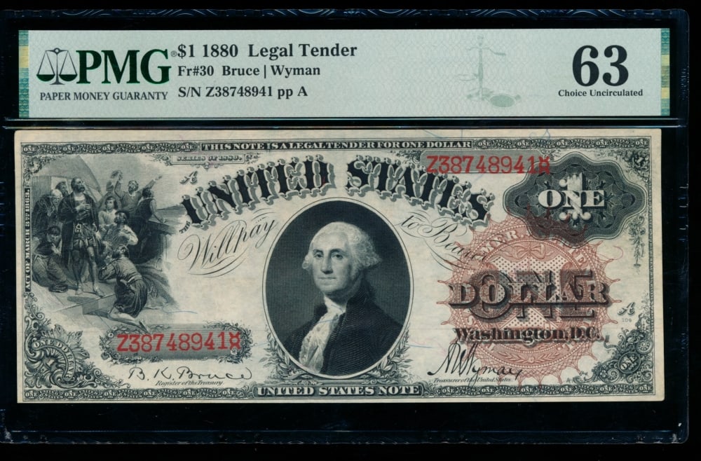 1880 $1 Legal Tender Note PMG 63 (1 of 2)