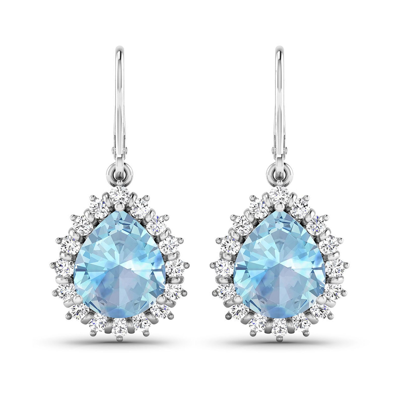 14KT White Gold 2.5ctw Aquamarine and Diamond Earrings (1 of 4)