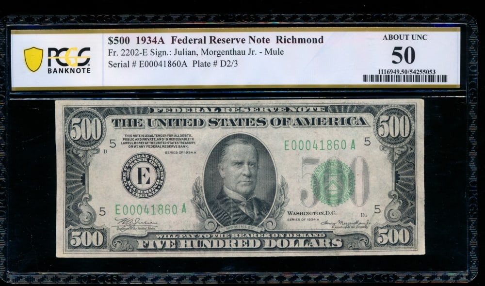 1934A $500 Richmond FRN PCGS 50 (1 of 2)