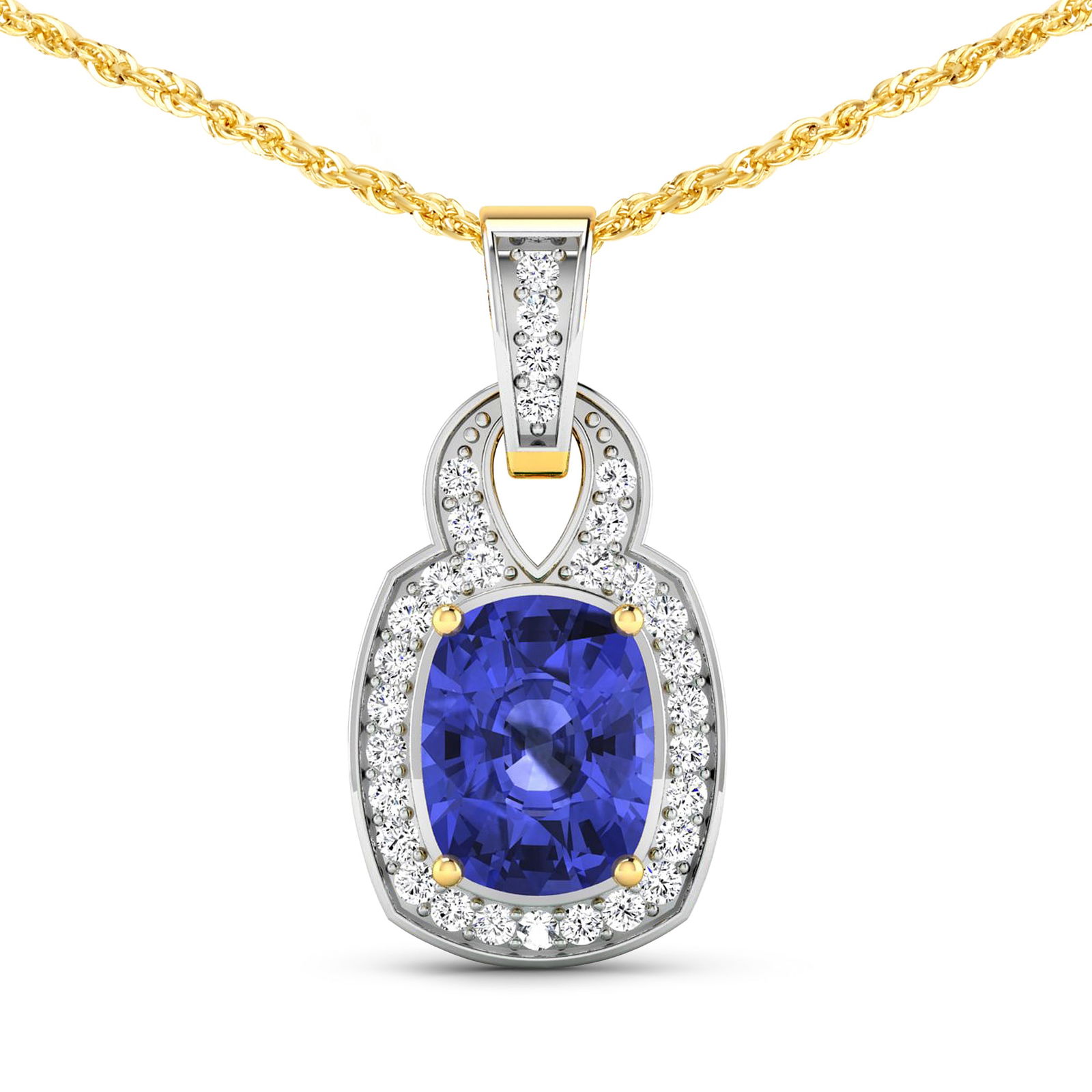 14KT Yellow Gold 2.02ctw Tanzanite and Diamond Pendant (1 of 3)