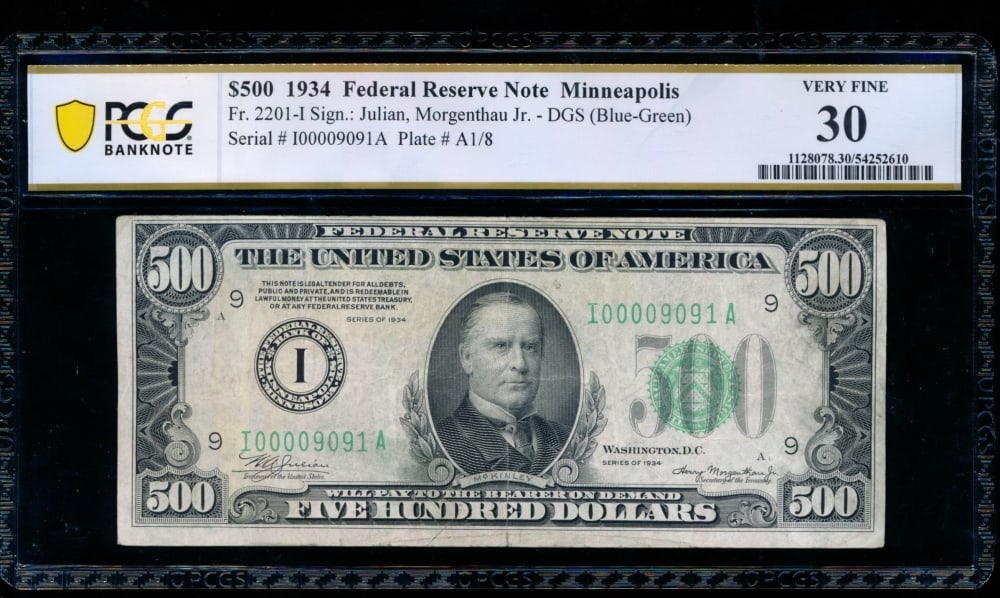 1934 $500 Minneapolis FRN PCGS 30 (1 of 2)