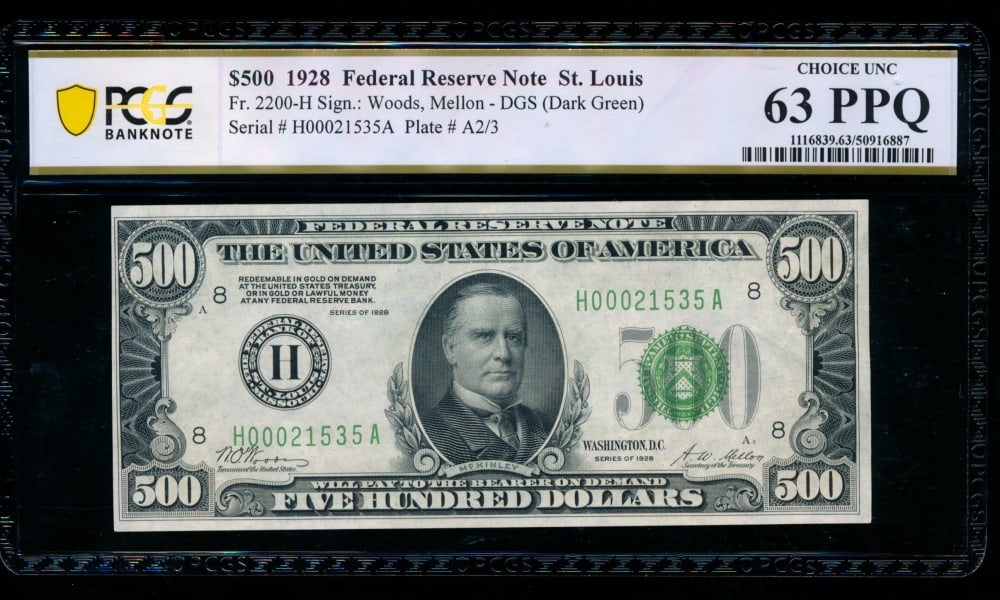1928 $500 St Louis FRN PCGS 63PPQ (1 of 2)