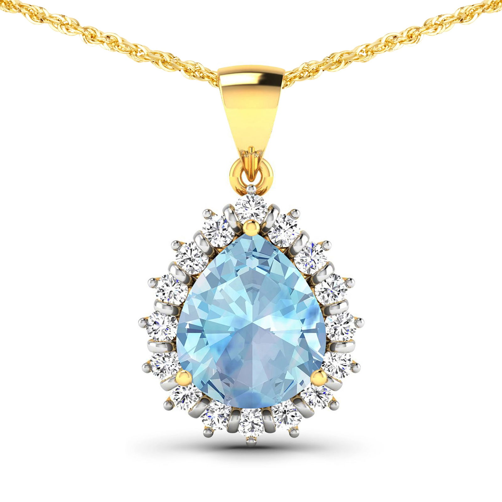 14KT Yellow Gold 2.3ctw Aquamarine and Diamond Pendant (1 of 3)