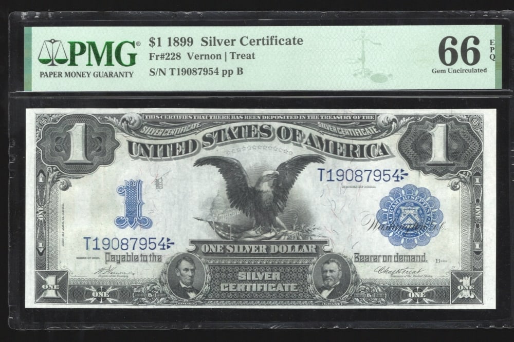 1899 $1 Black Eagle Silver Certificate PMG 66EPQ (1 of 2)