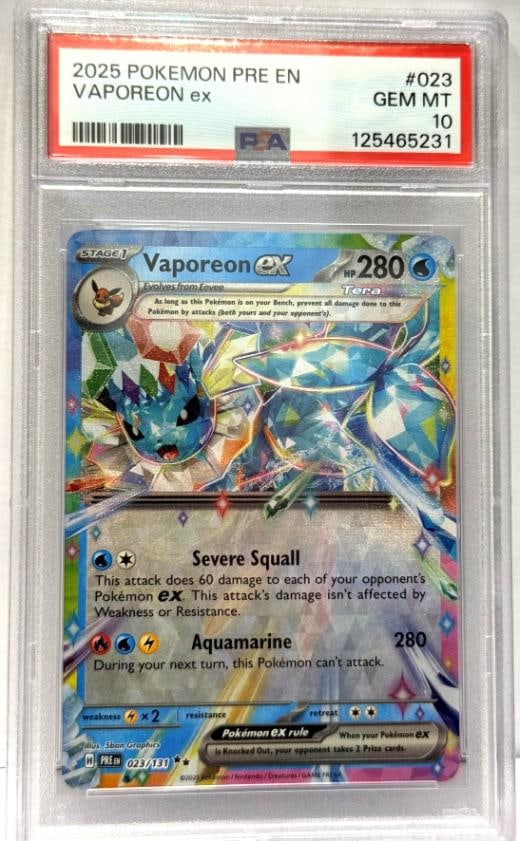 2025 Pokemon Pre EN Vaporeon Ex PSA 10 (1 of 2)