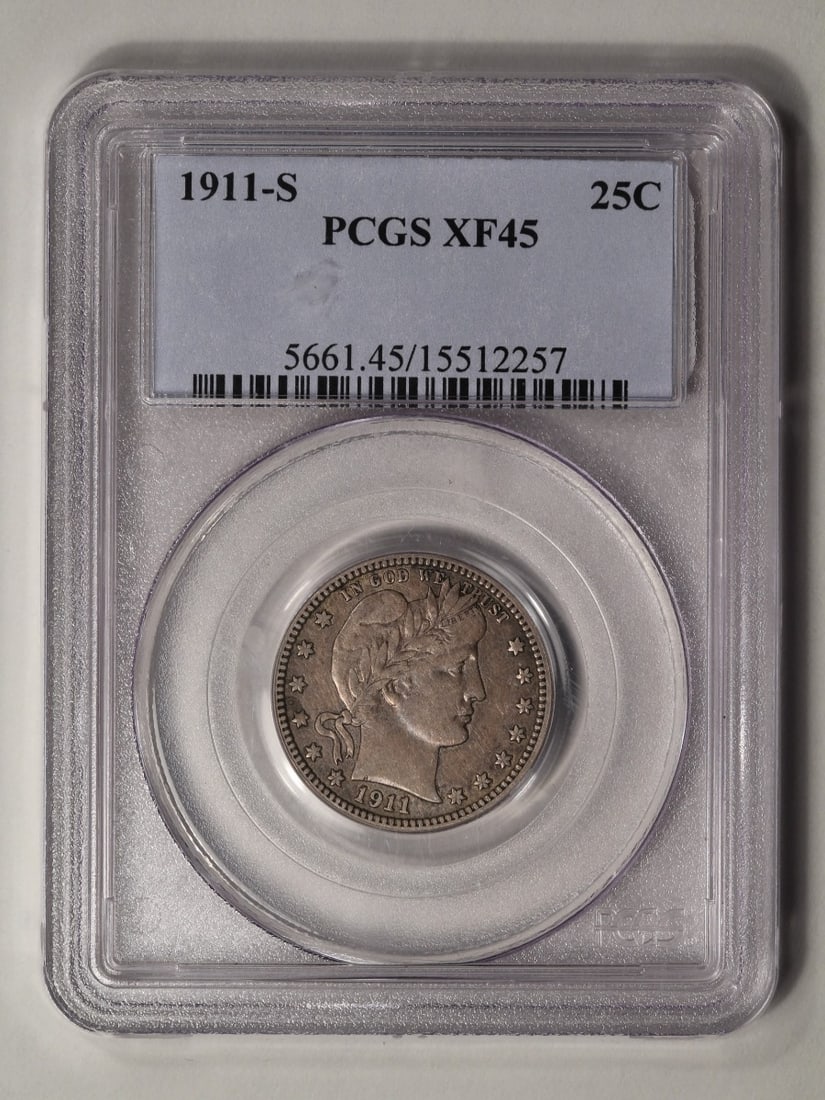 1911-S Barber Quarter PCGS XF45 (1 of 2)