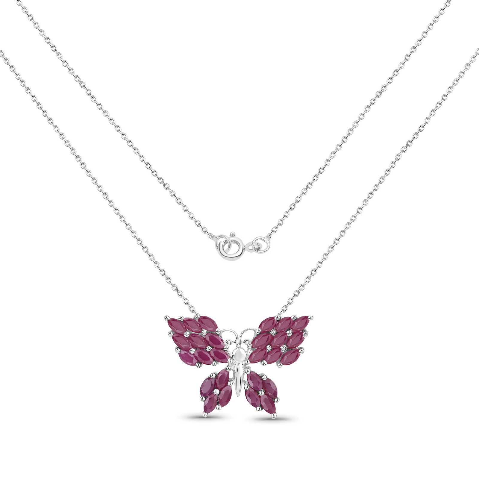 Plated Rhodium 3.12ctw Ruby Pendant - 2