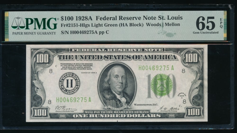 1928A $100 St Louis FRN PMG 65EPQ (1 of 2)