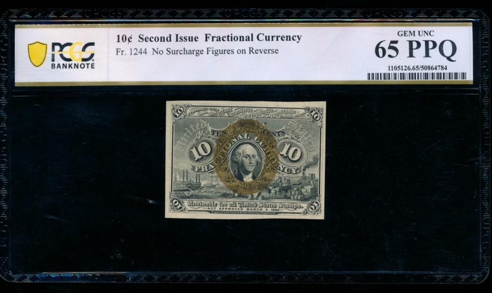 10 Cent Second Issue Fractional PCGS 65PPQ (1 of 2)
