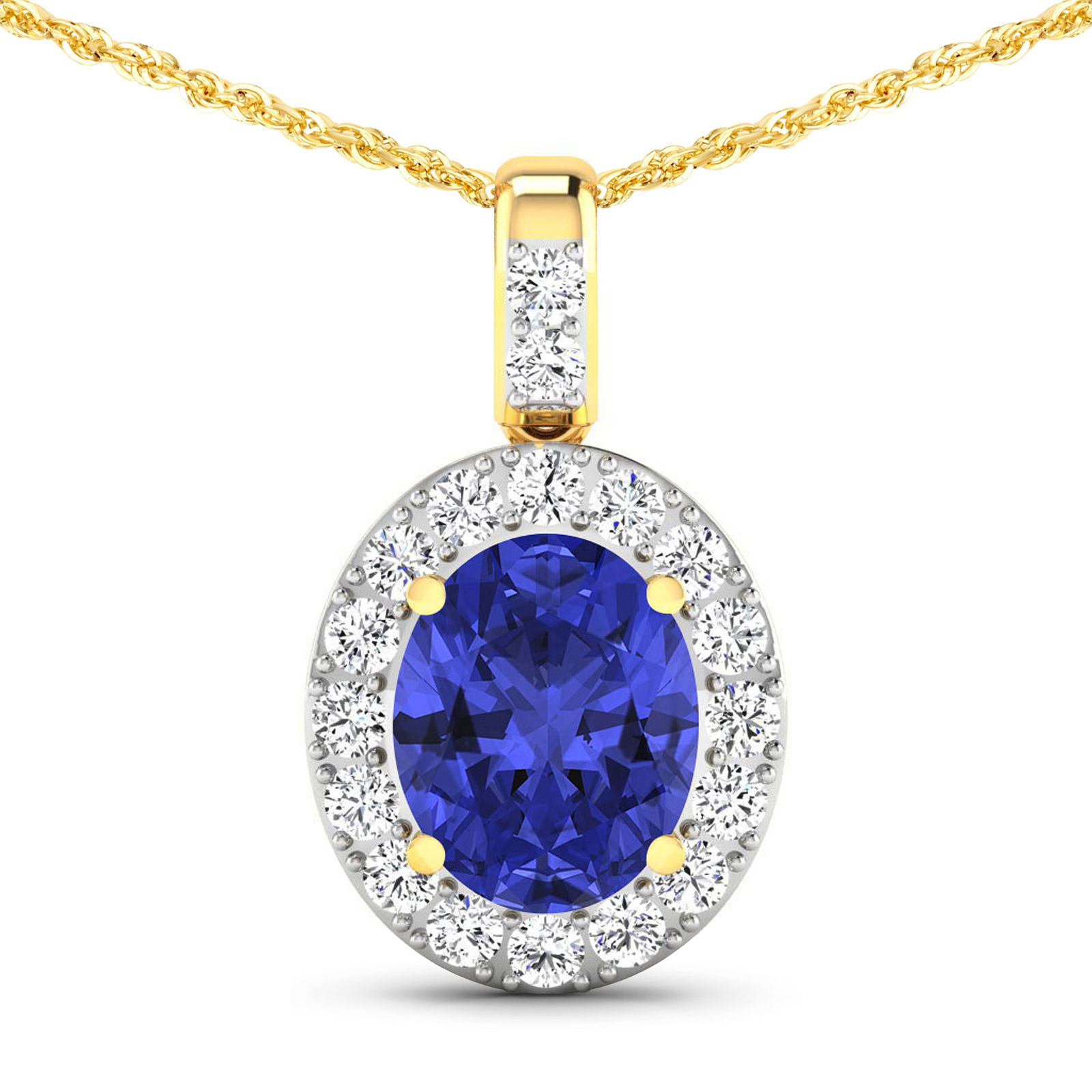 14KT Yellow Gold 2.5ctw Tanzanite and Diamond Pendant (1 of 3)