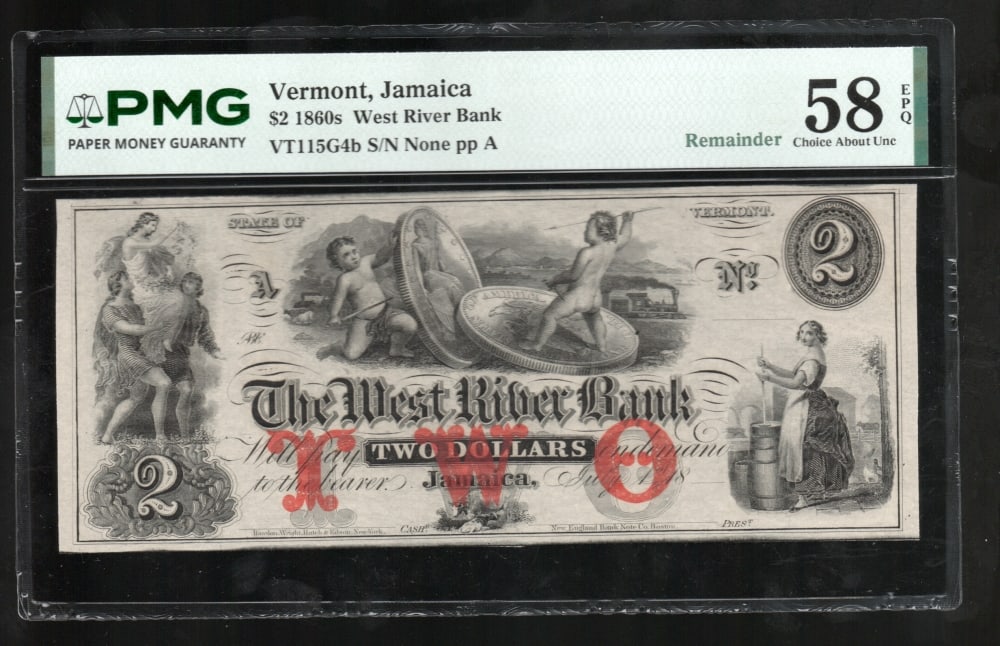1860s $2 Jamaica VT Obsolete PMG 58EPQ (1 of 2)