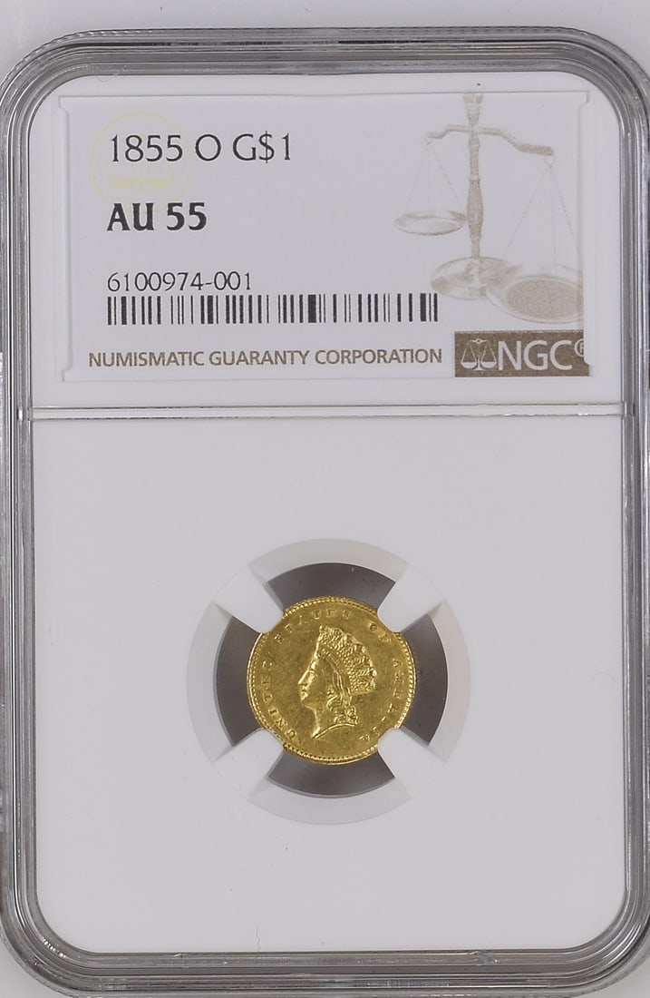 1855 $1 Type 2 Gold Coin NGC AU55 (1 of 2)