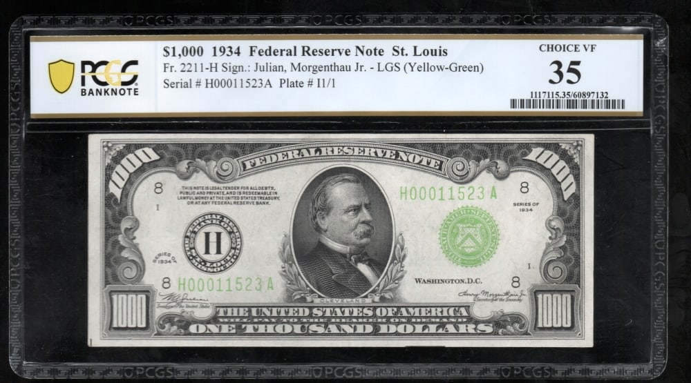 1934 $1000 St Louis FRN PCGS 35 (1 of 2)