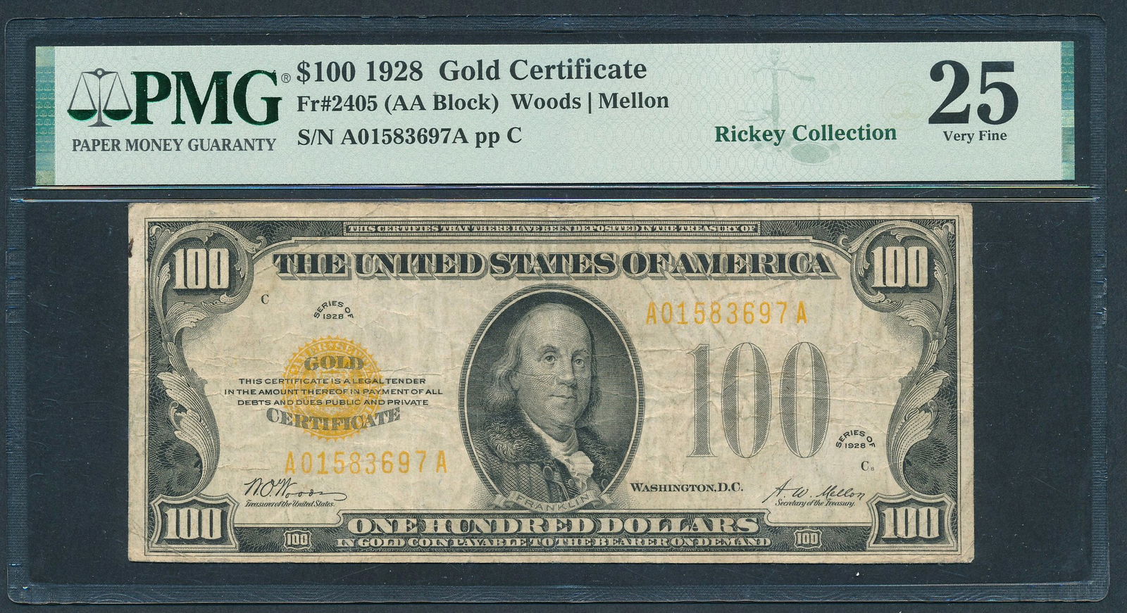 1928 $100 Gold Certificate PMG 25 (1 of 2)