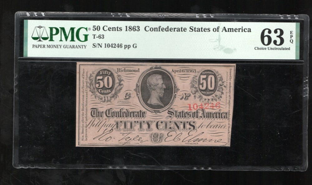 50 Cent 1863 T-63 Confederate PMG 63EPQ (1 of 2)
