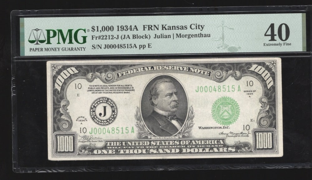 1934A $1000 Kansas City FRN PMG 40 (1 of 2)