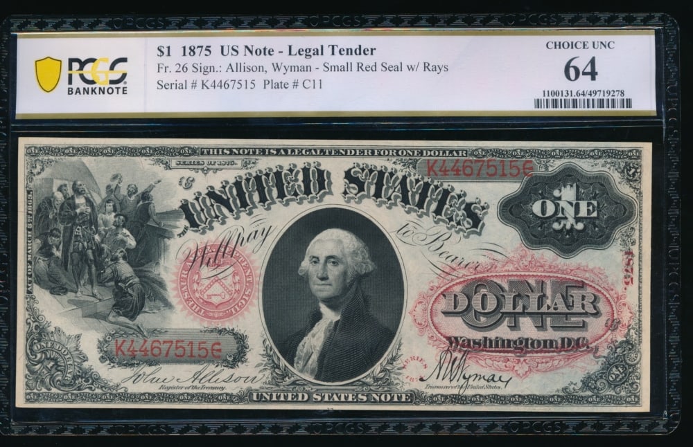 1875 $1 Legal Tender Note PMG 64 (1 of 2)