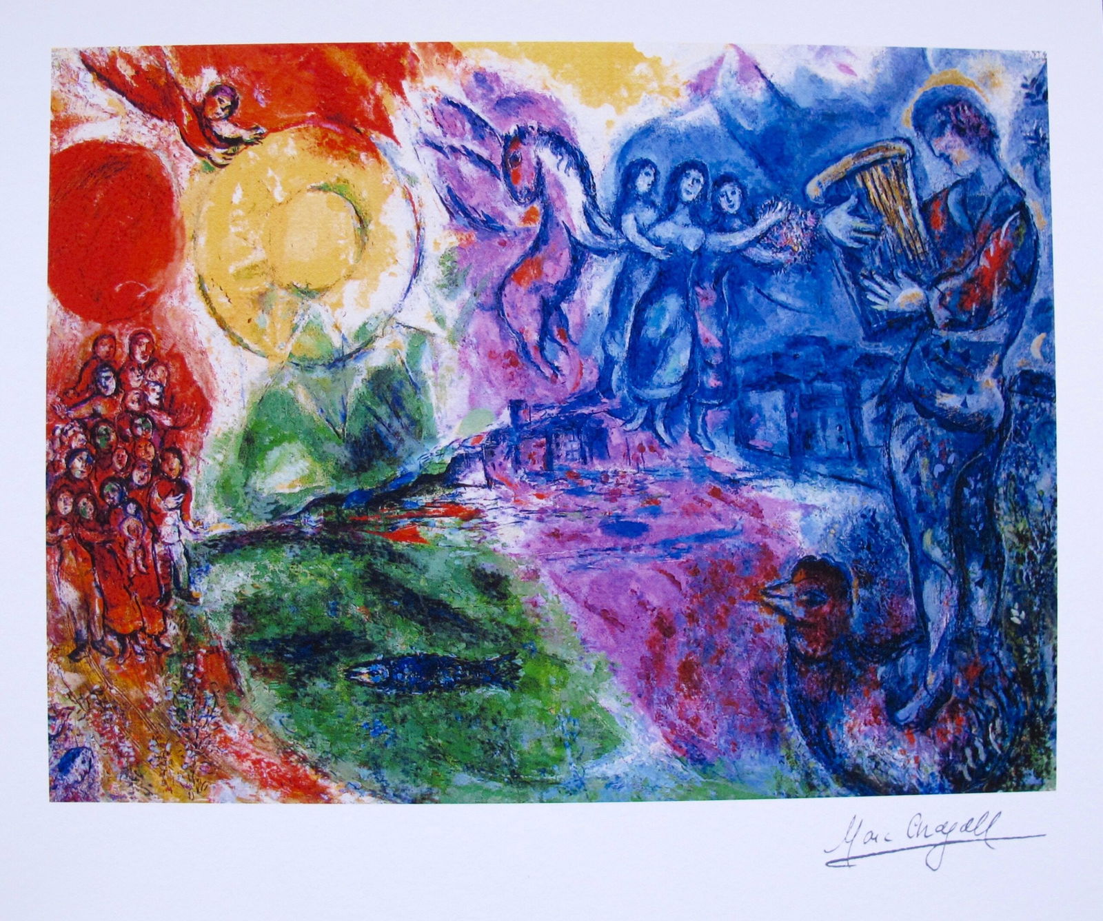 Marc Chagall ORPHEUS Facsimile Signed Limited Edition Giclee: This is a Marc Chagall limited edition small giclee titled ORPHEUS. This giclee is facsimile signed on the lower right and is pencil numbered on the lower left from an edition of 375. Paper measures 1