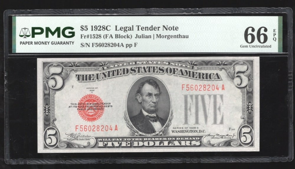 1928C $5 Legal Tender Note PMG 66EPQ (1 of 2)