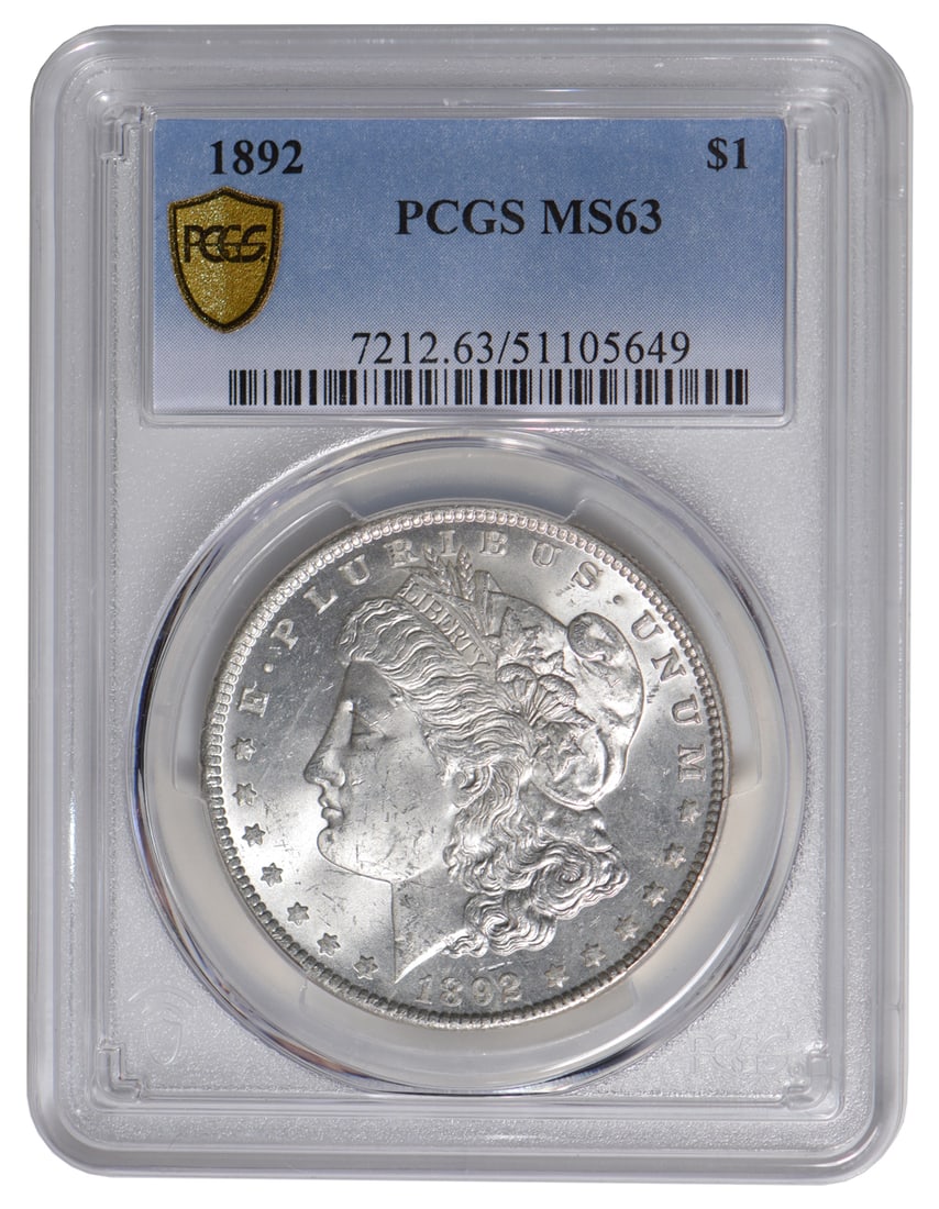 1892 $1 Morgan Silver Dollar PCGS MS63 (1 of 2)