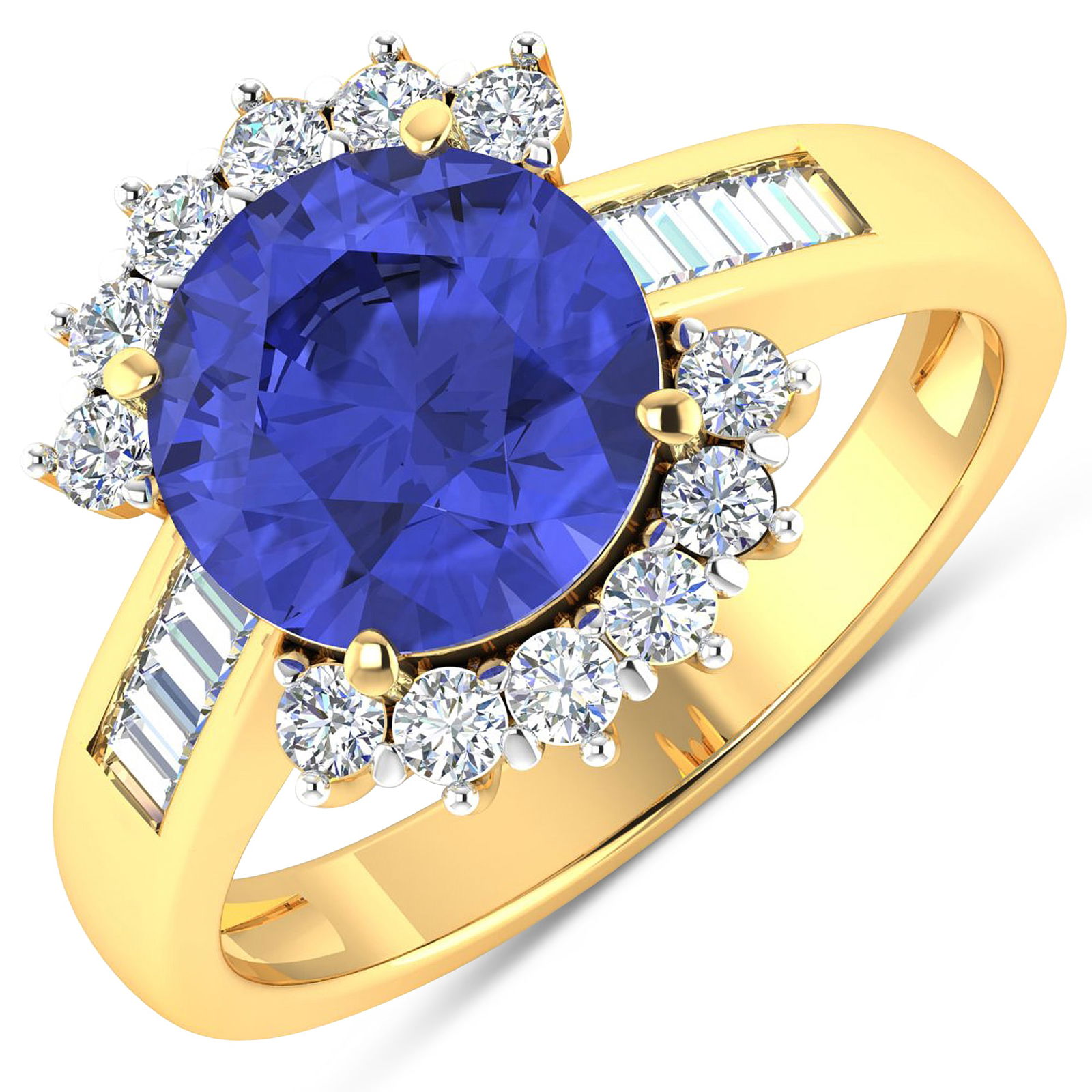 14KT Yellow Gold 2.57ct Tanzanite and Diamond Ring (1 of 4)