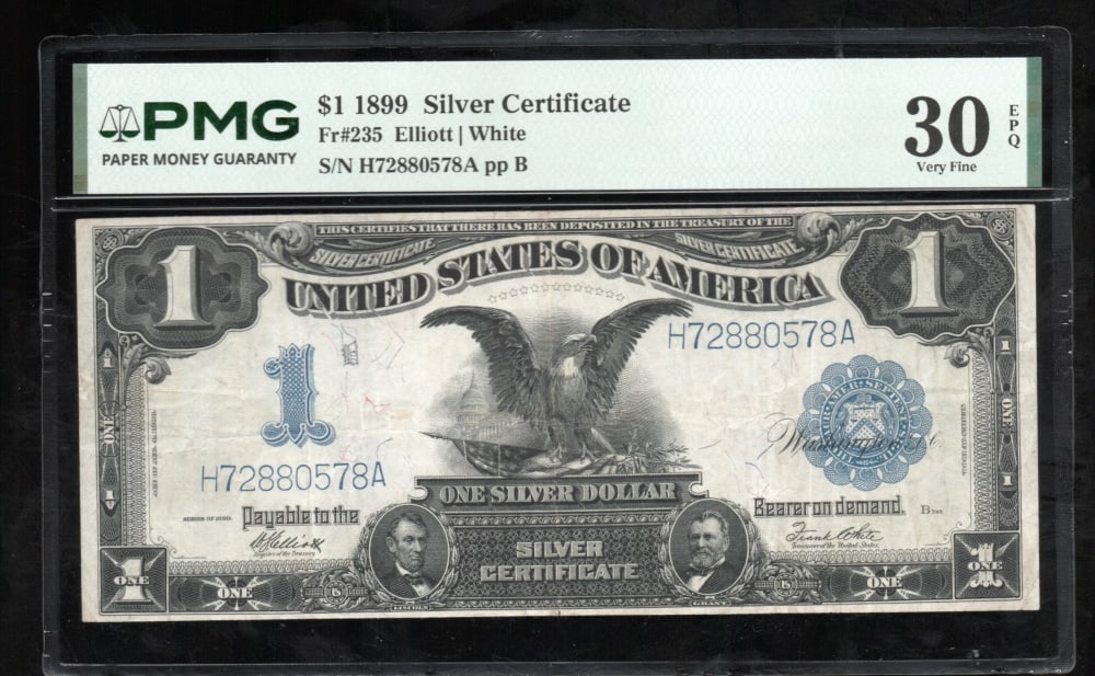 1899 $1 Black Eagle Silver Certificate PMG 30EPQ (1 of 2)