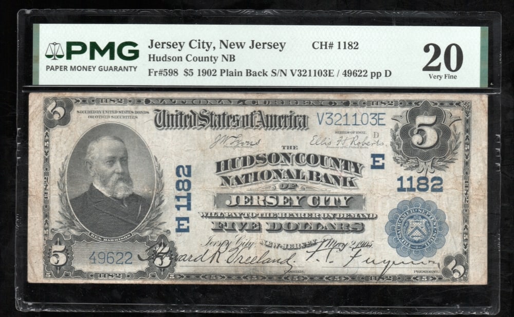 1902 $5 Jersey City NJ National PMG 20 (1 of 2)