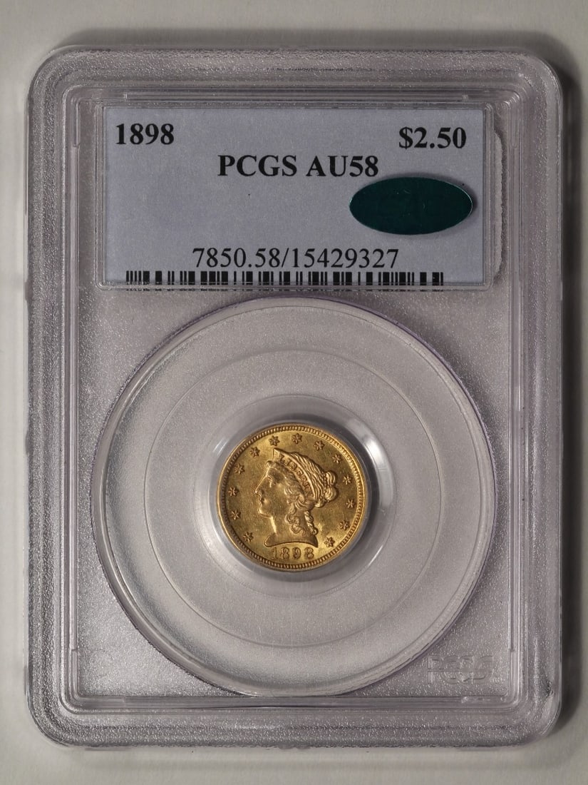 1898 $2.5 Liberty Head Quarter Eagle Gold Coin PCGS AU58 (1 of 2)