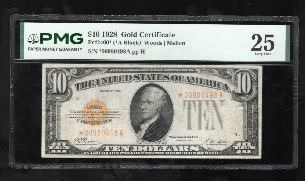 1928 $10 STAR Gold Certificate PMG 25 (1 of 2)