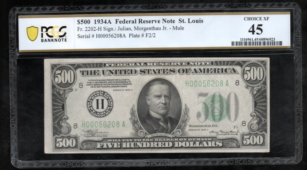 1934A $500 St Louis FRN PCGS 45 (1 of 2)