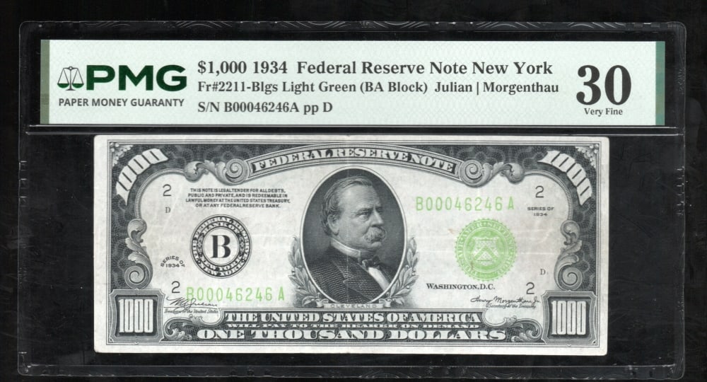 1934 $1000 New York FRN PMG 30 (1 of 2)