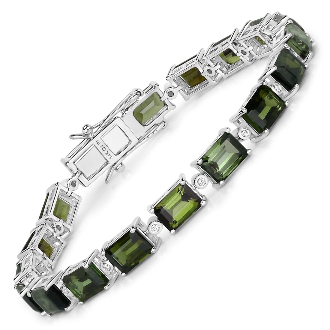 14KT White Gold 19.04ctw Green Tourmaline and Diamond Bracelet (1 of 5)