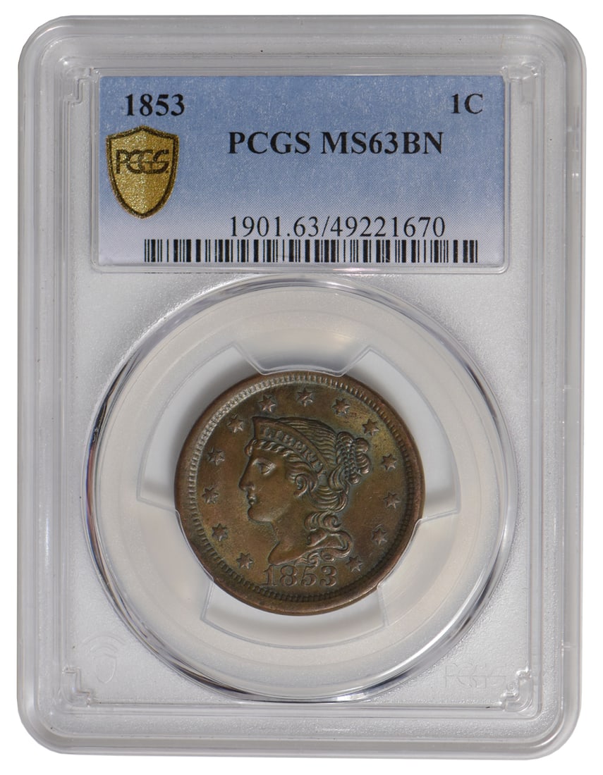 1853 Braided Hair Large Cent PCGS MS63BN (1 of 2)