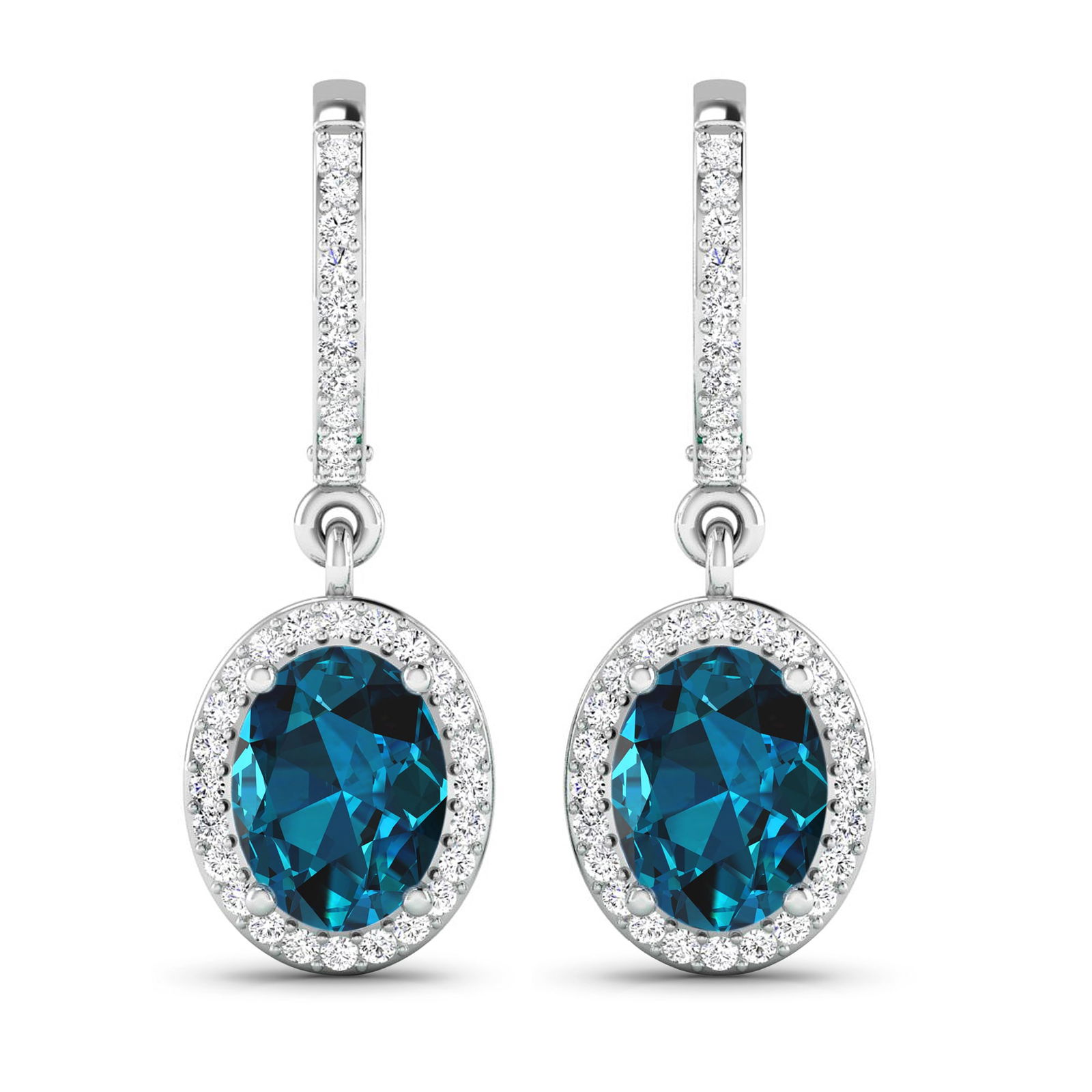 14KT White Gold 2.2ctw London Blue Topaz and Diamond Earrings (1 of 4)