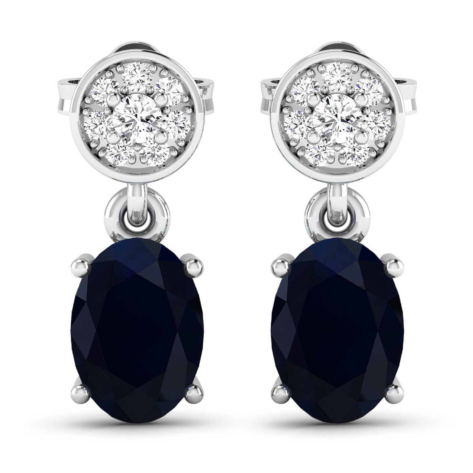 14KT White Gold 1.5ctw Blue Sapphire and Diamond Earrings (1 of 4)