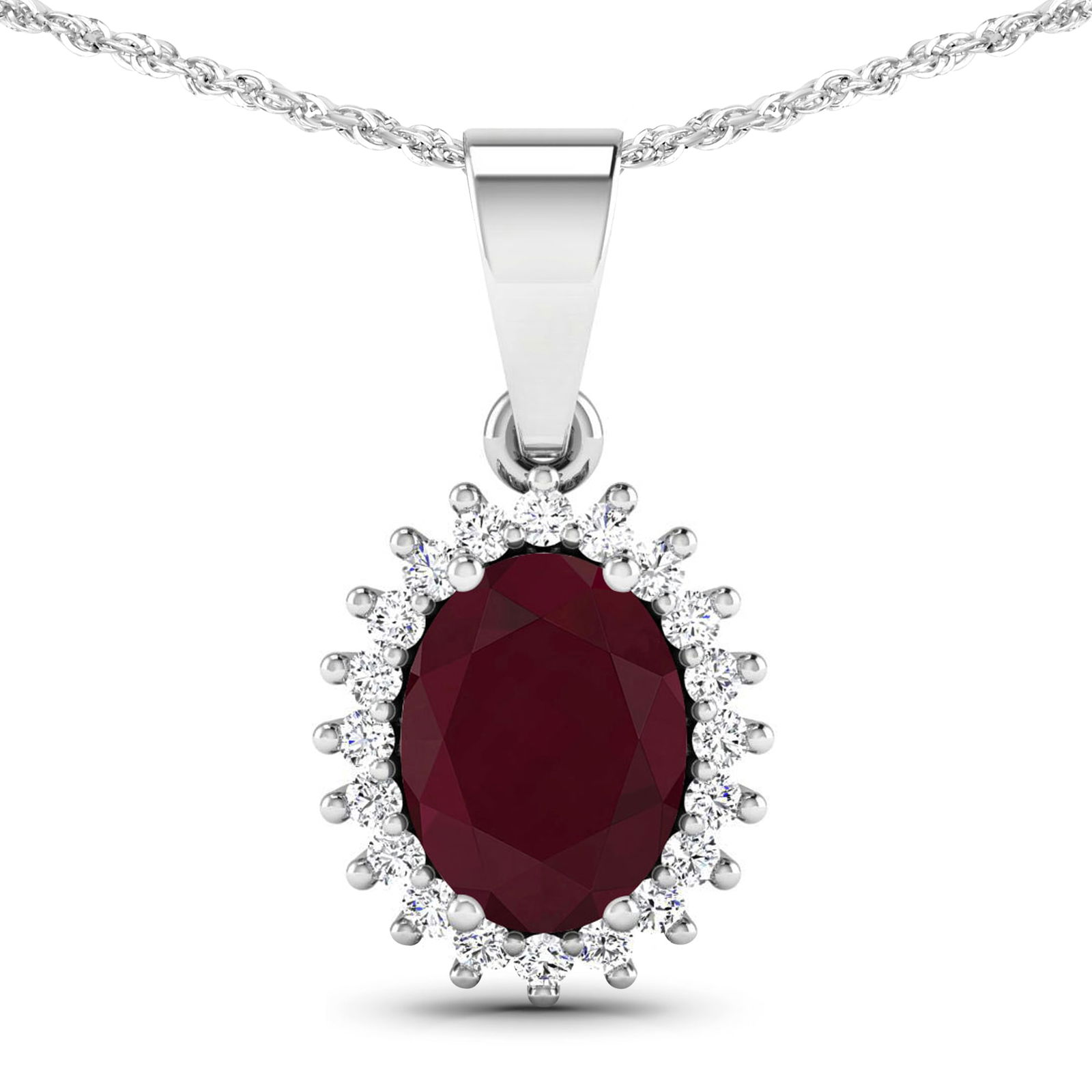 14KT White Gold 1.5ctw Ruby and Diamond Pendant (1 of 3)