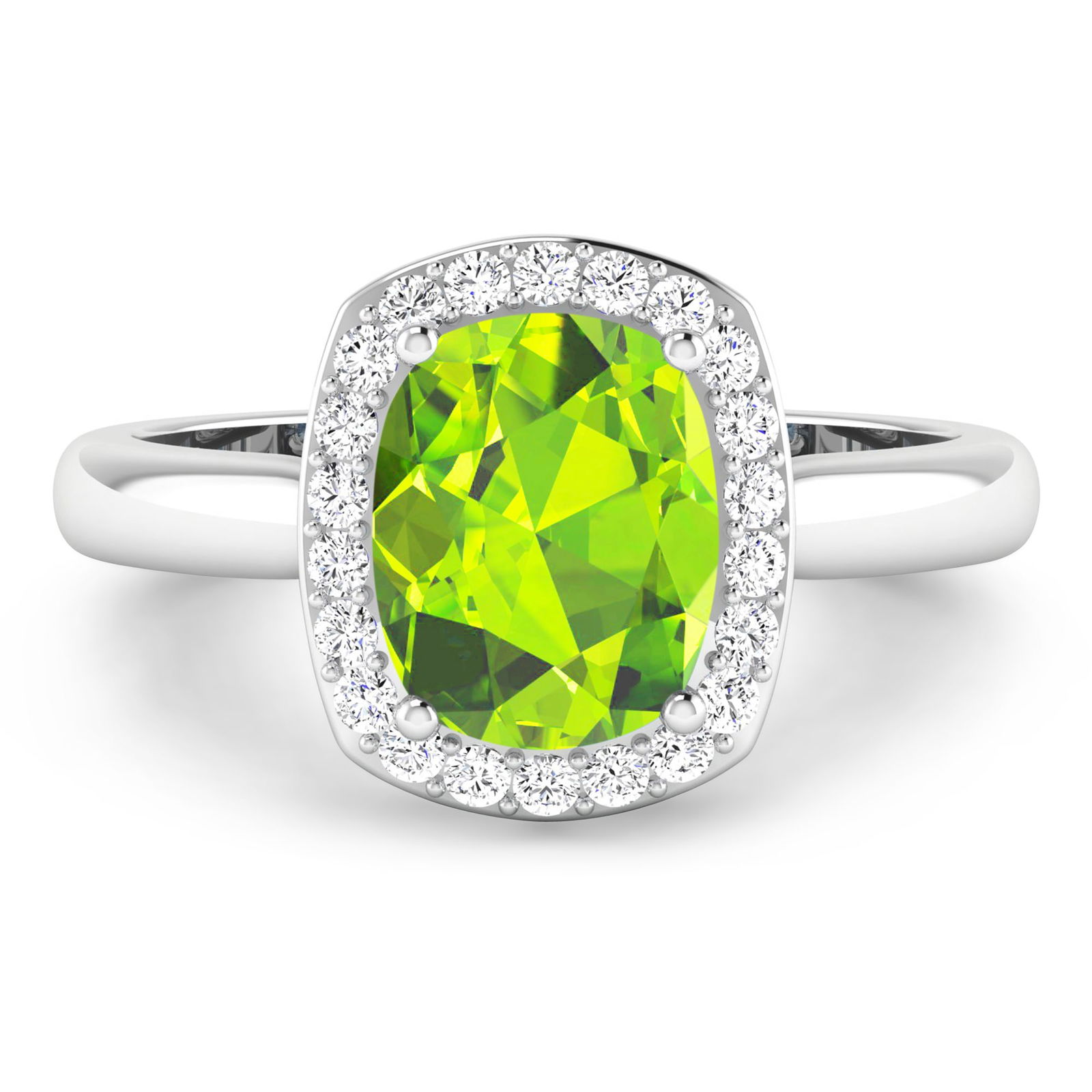 14KT White Gold 2ctw Peridot and Diamond Ring (1 of 4)