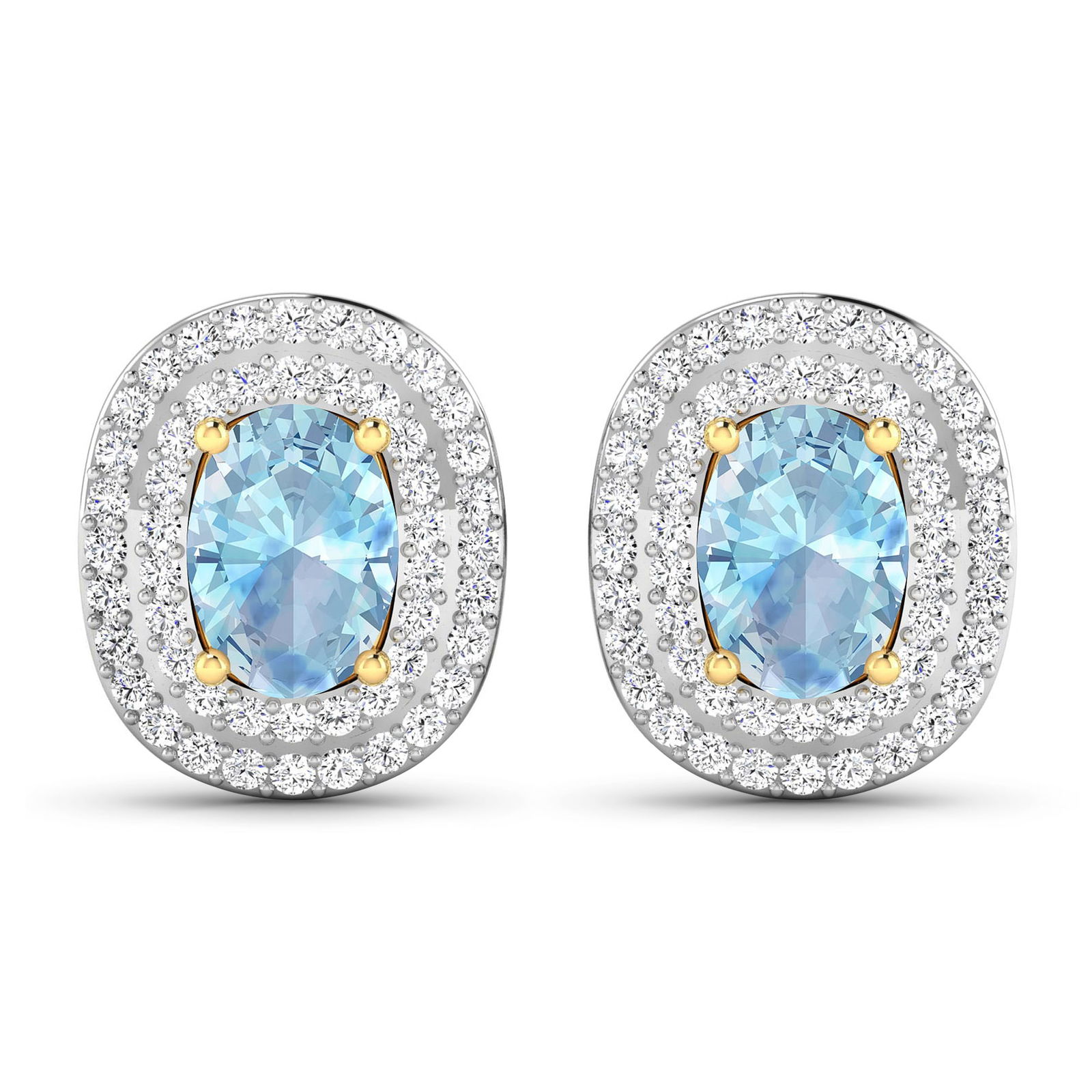 14KT Yellow Gold 1.02ctw Aquamarine and Diamond Earrings (1 of 4)