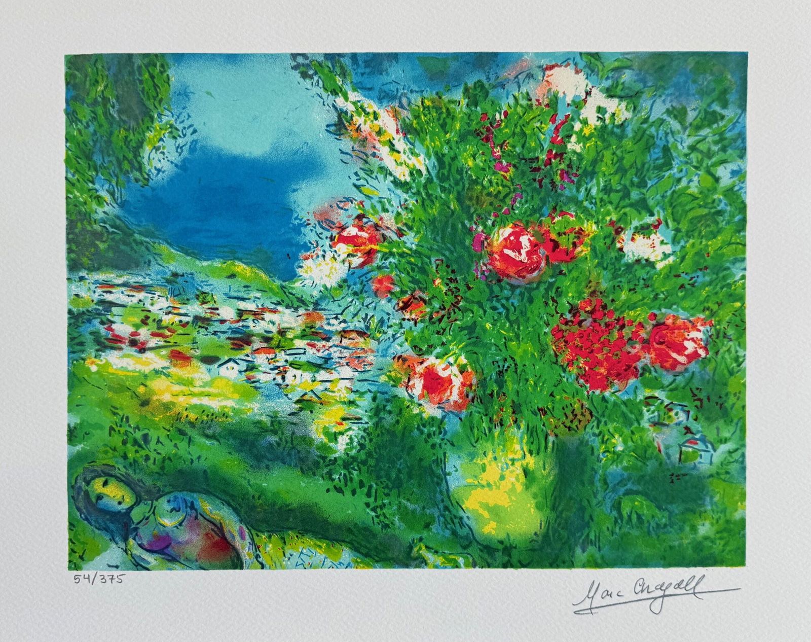 Marc Chagall PAYSAGE Limited Edition Facsimile Signed Giclee: This is a Marc Chagall limited edition giclee titled PAYSAGE. This giclee is facsimile signed on the lower right and is pencil numbered on the lower left from an edition of 375. Paper measures 16 inch