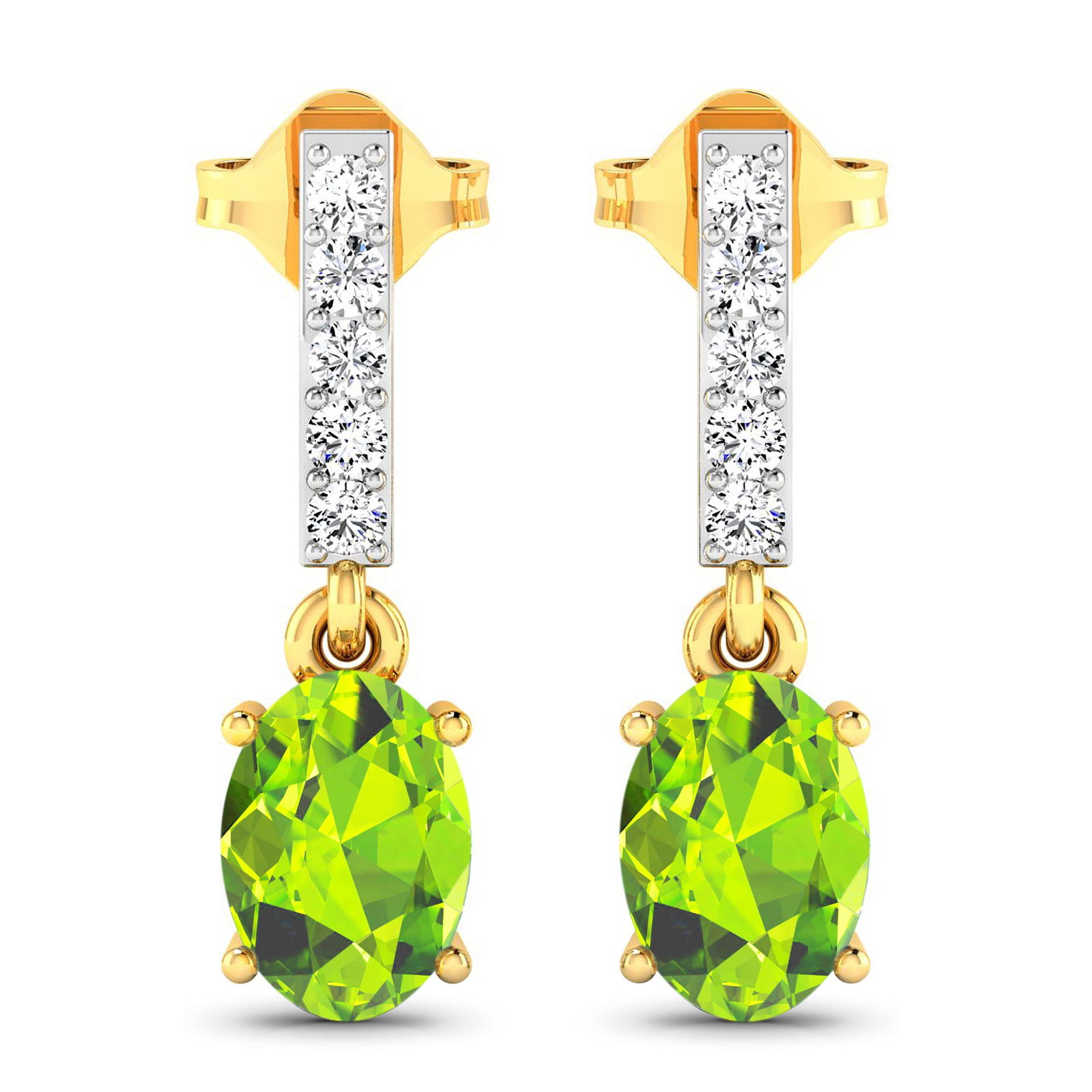 14KT Yellow Gold 1.26ctw Peridot Topaz and Diamond Earrings (1 of 4)