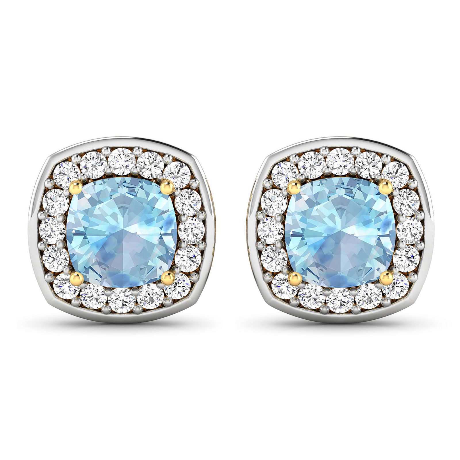 14KT Yellow Gold 1.5ctw Aquamarine and Diamond Earrings (1 of 4)