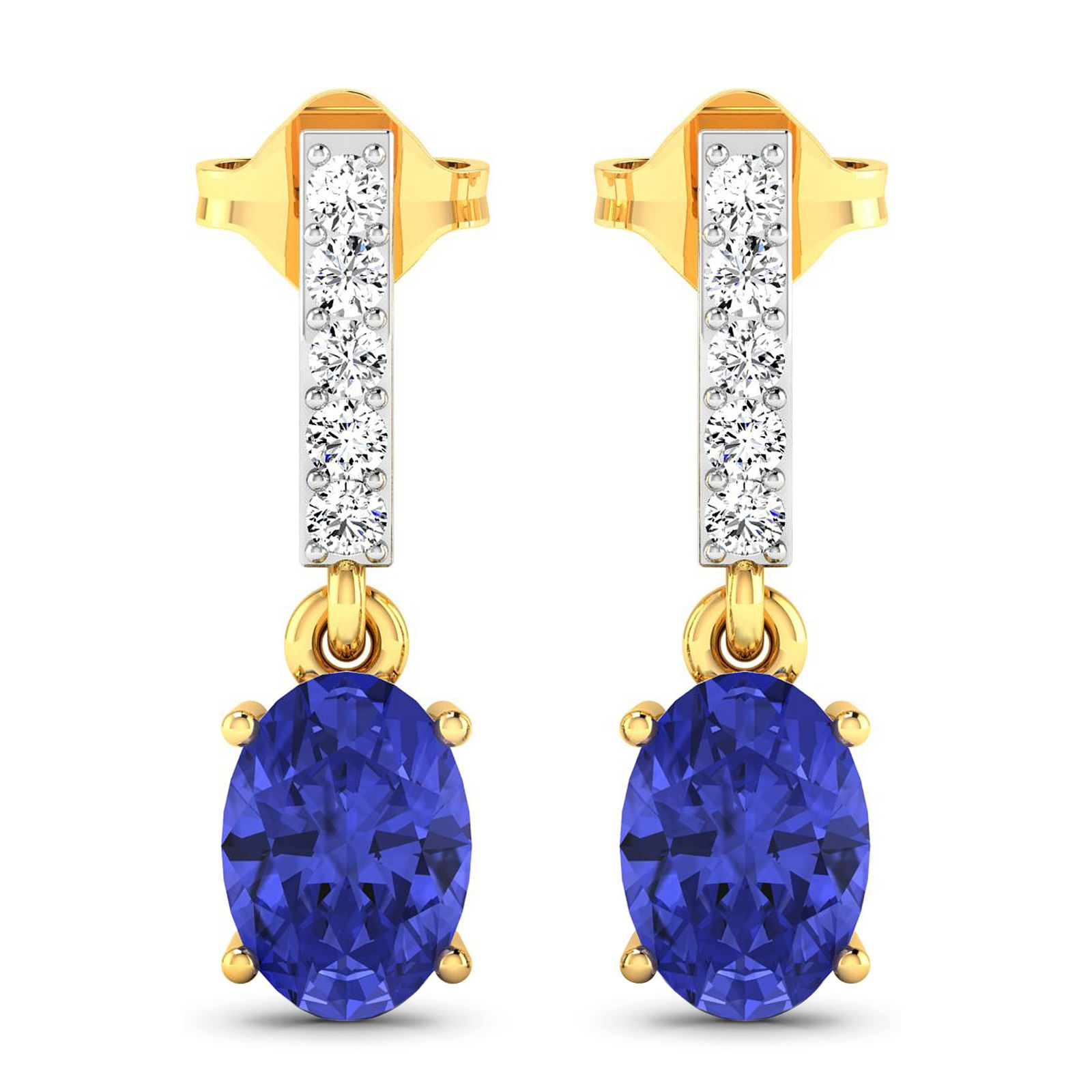 14KT Yellow Gold 1.24ctw Tanzanite and Diamond Earrings (1 of 4)