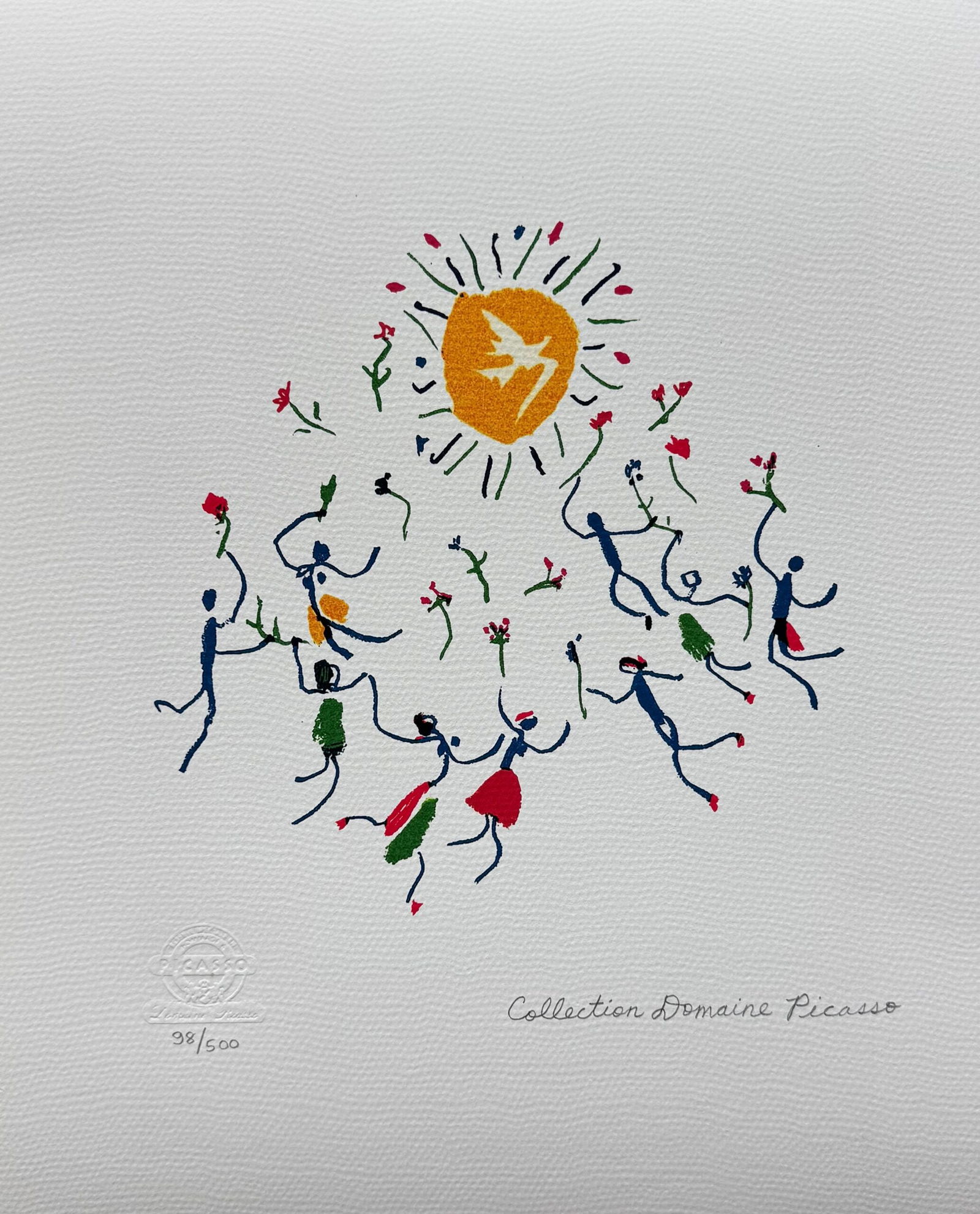 Pablo Picasso RHONDE AU SOLEIL Estate Signed Limited Edition Giclee: This is a PABLO PICASSO (ESTATE COLLECTION DOMAINE) (1881-1973) giclee titled RHONDE AU SOLEIL. This piece is pencil signed on the lower right as Collection Domaine Picasso and has an embossed seal