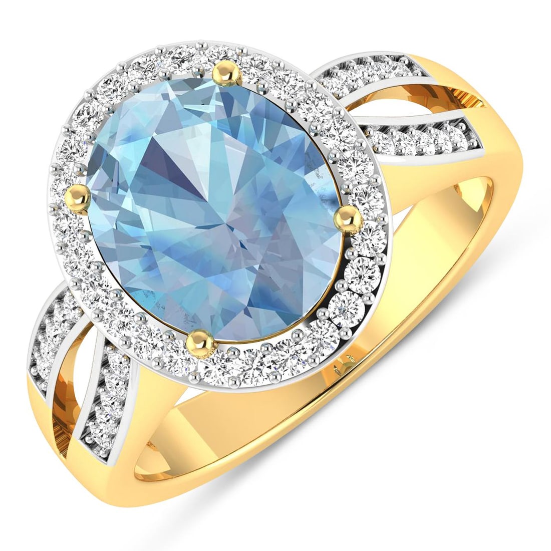 14KT Yellow Gold 2.9ctw Aquamarine and Diamond Ring (1 of 4)