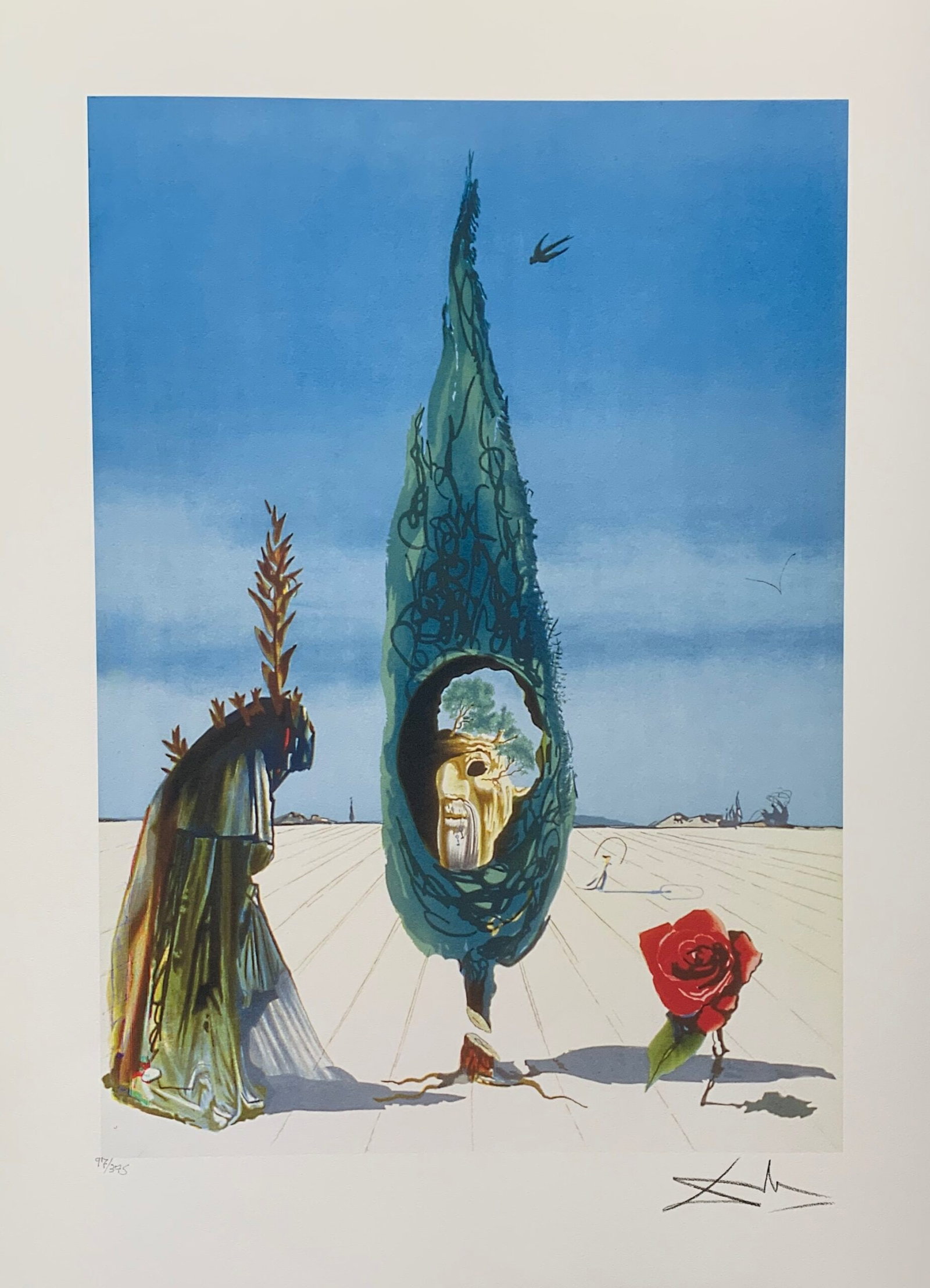 Salvador Dali ENIGMA OF THE ROSE Facsimile Signed & Numbered Giclee: This is a limited edition giclee titled ENIGMA OF THE ROSE by Salvador Dali. This piece is facsimile signed on the lower right. Pencil numbered from an edition of 375. Paper measures 17 inches x 24 in