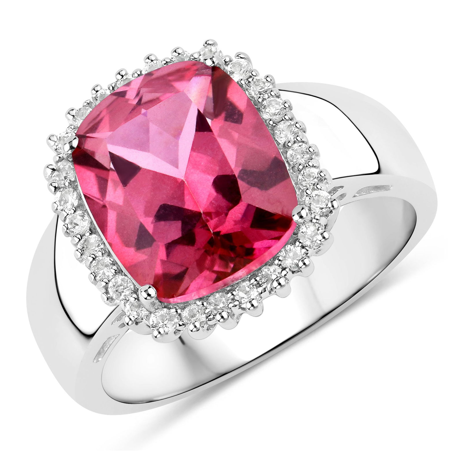 Sterling Silver 4.38ctw Pink and White Topaz Ring (1 of 1)