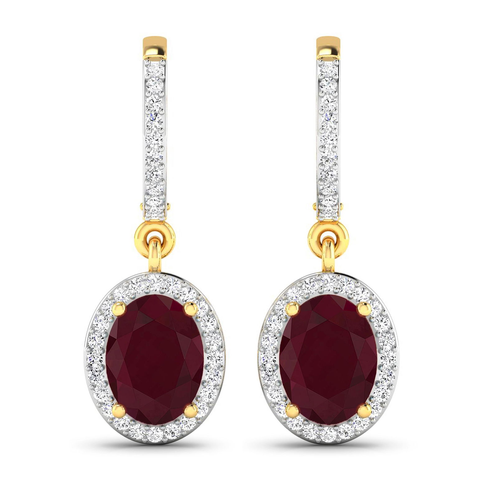 14KT Yellow Gold 3ctw Ruby and Diamond Earrings (1 of 4)