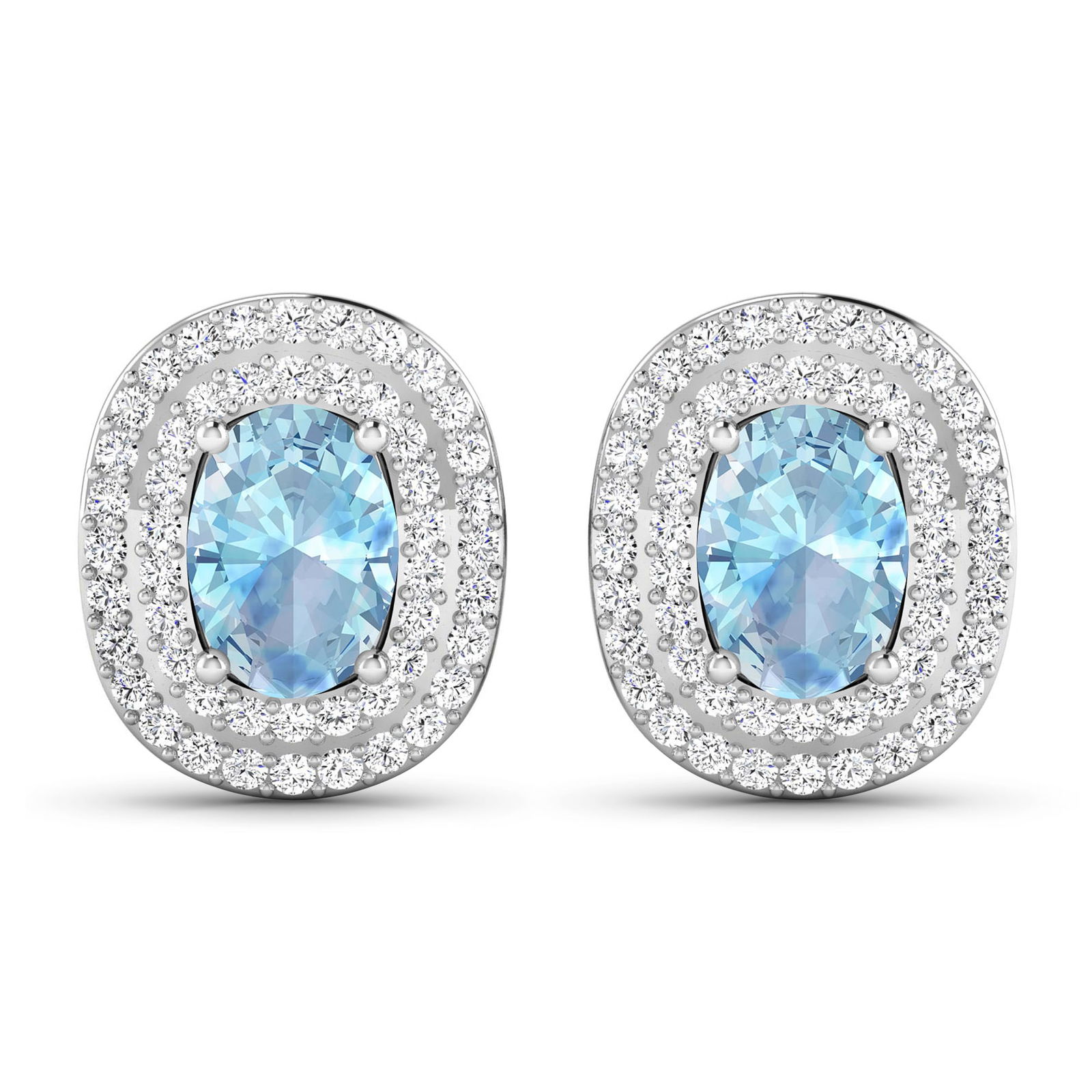 14KT White Gold 1.02ctw Aquamarine and Diamond Earrings (1 of 4)
